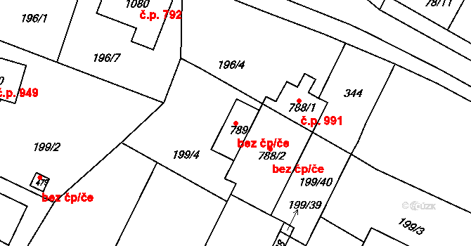 Kralupy nad Vltavou 45376620 na parcele st. 789 v KÚ Lobeč, Katastrální mapa