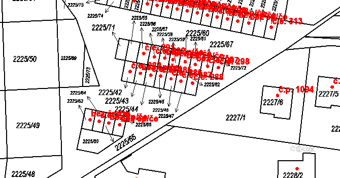 Bučovice 286 na parcele st. 2225/46 v KÚ Bučovice, Katastrální mapa