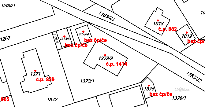 Černošice 1414 na parcele st. 1373/3 v KÚ Černošice, Katastrální mapa