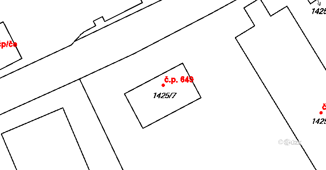 Liberec XI-Růžodol I 649, Liberec na parcele st. 1425/7 v KÚ Růžodol I, Katastrální mapa