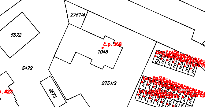 Volary 368 na parcele st. 1048 v KÚ Volary, Katastrální mapa