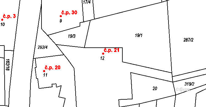 Rašovice 21, Týniště nad Orlicí na parcele st. 12 v KÚ Rašovice u Týniště nad Orlicí, Katastrální mapa