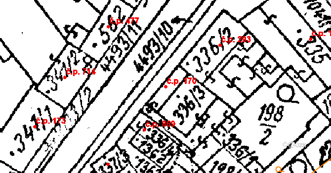 Kobylí 170 na parcele st. 336/3 v KÚ Kobylí na Moravě, Katastrální mapa