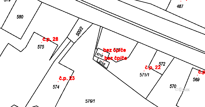 Děčín 102248621 na parcele st. 571/2 v KÚ Boletice nad Labem, Katastrální mapa