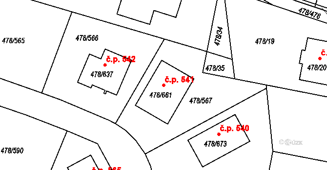 Roudné 541 na parcele st. 478/661 v KÚ Roudné, Katastrální mapa