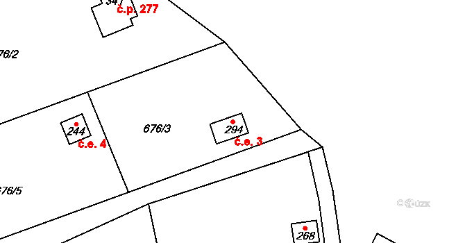 Opatovice 3 na parcele st. 294 v KÚ Opatovice u Hranic, Katastrální mapa