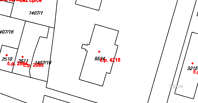 Jablonec nad Nisou 4215 na parcele st. 5524 v KÚ Jablonec nad Nisou, Katastrální mapa