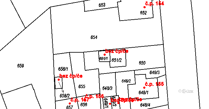 Jablonec nad Nisou 12133621 na parcele st. 651/1 v KÚ Rýnovice, Katastrální mapa