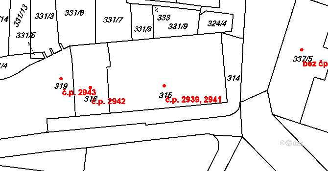 Helenín 2939,2941, Jihlava na parcele st. 315 v KÚ Helenín, Katastrální mapa