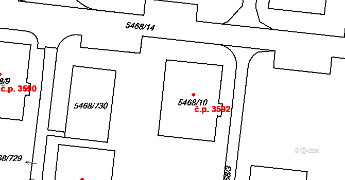 Jihlava 3592 na parcele st. 5468/10 v KÚ Jihlava, Katastrální mapa