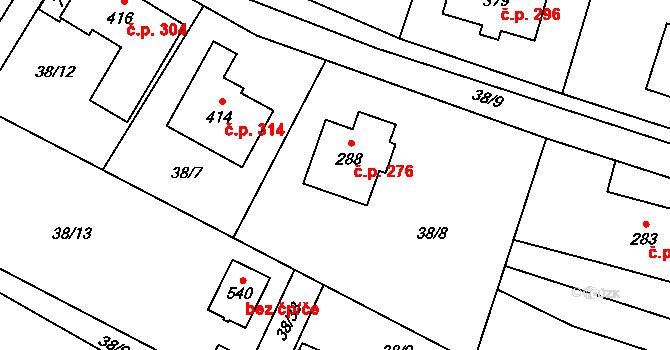 Horní Datyně 276, Vratimov na parcele st. 288 v KÚ Horní Datyně, Katastrální mapa