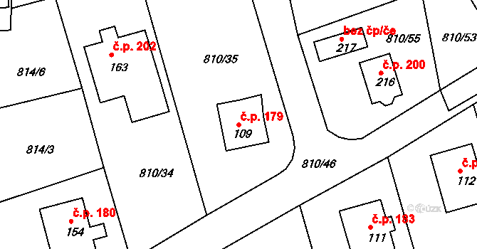 Vysoká Pec 179, Bohutín na parcele st. 109 v KÚ Tisová u Bohutína, Katastrální mapa