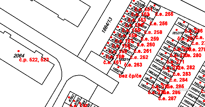 Hrušovany u Brna 161 na parcele st. 2081 v KÚ Hrušovany u Brna, Katastrální mapa