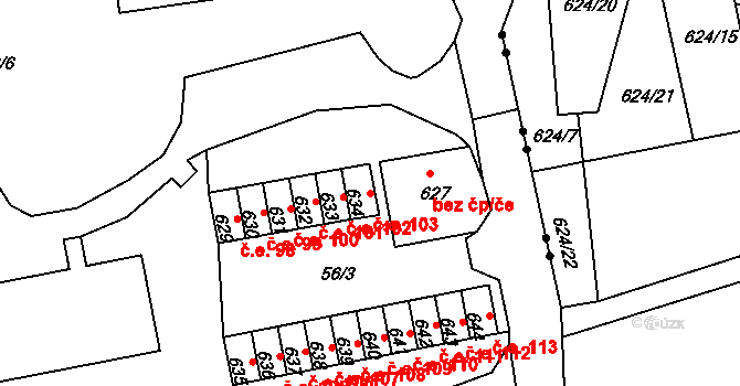 Kamenná 103, Jílové na parcele st. 634 v KÚ Jílové u Děčína, Katastrální mapa