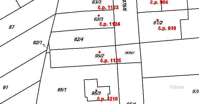 Mistřín 1125, Svatobořice-Mistřín na parcele st. 95/2 v KÚ Mistřín, Katastrální mapa