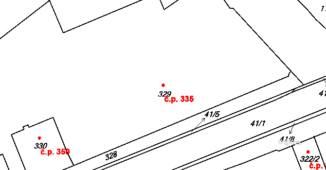 Chropyně 335 na parcele st. 329 v KÚ Chropyně, Katastrální mapa