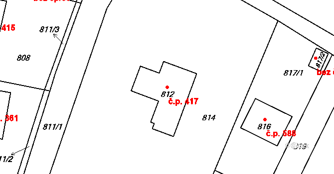 Moravský Beroun 417 na parcele st. 812 v KÚ Moravský Beroun, Katastrální mapa