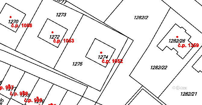 Rýmařov 1052 na parcele st. 1274 v KÚ Rýmařov, Katastrální mapa
