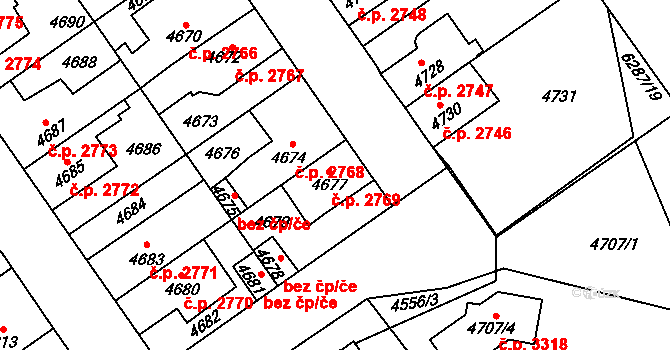 Kladno 2769 na parcele st. 4677 v KÚ Kladno, Katastrální mapa
