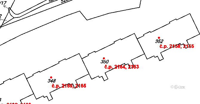 Šumperk 2163,2164 na parcele st. 350 v KÚ Dolní Temenice, Katastrální mapa