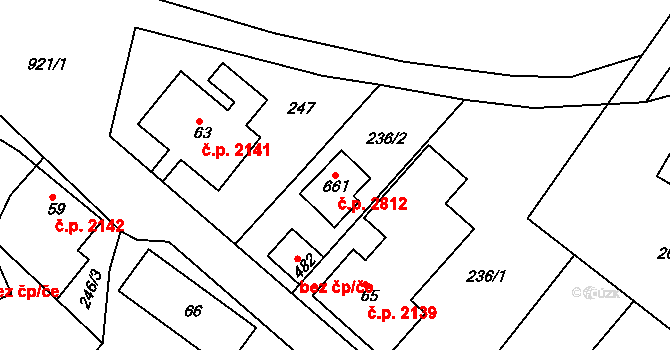 Šumperk 2812 na parcele st. 661 v KÚ Dolní Temenice, Katastrální mapa