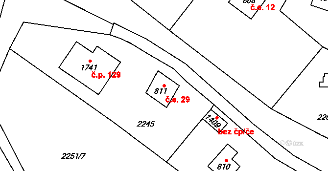 Vysoká Lhota 29, Čerčany na parcele st. 811 v KÚ Čerčany, Katastrální mapa