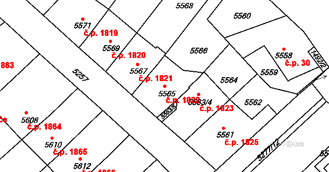 Kročehlavy 1822, Kladno na parcele st. 5565 v KÚ Kročehlavy, Katastrální mapa