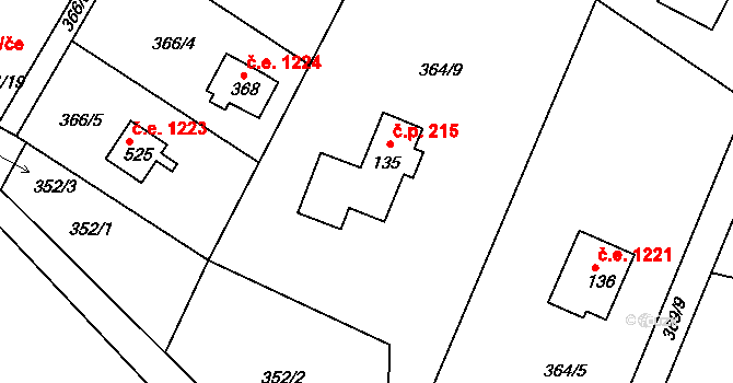 Ládví 215, Kamenice na parcele st. 135 v KÚ Ládví, Katastrální mapa
