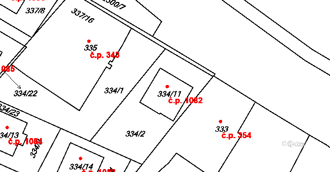 Třeboň II 1082, Třeboň na parcele st. 334/11 v KÚ Třeboň, Katastrální mapa