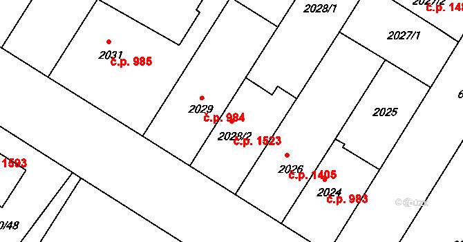 Boskovice 1523 na parcele st. 2028/2 v KÚ Boskovice, Katastrální mapa