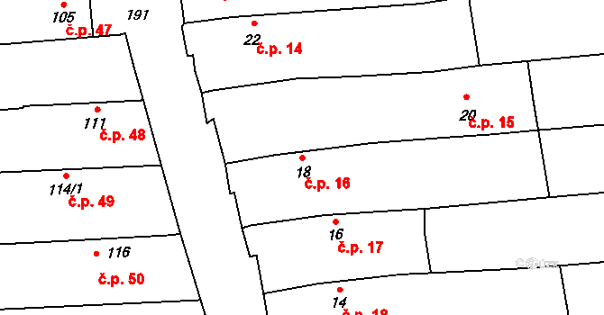 Strukov 16 na parcele st. 18 v KÚ Strukov, Katastrální mapa