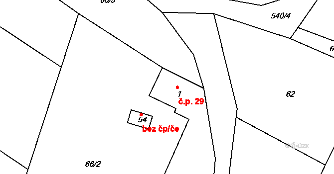 Čikvásky 29, Košťálov na parcele st. 1 v KÚ Čikvásky, Katastrální mapa