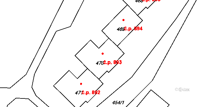 Lutyně 893, Orlová na parcele st. 470 v KÚ Horní Lutyně, Katastrální mapa
