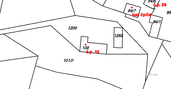 Pulčín 15, Francova Lhota na parcele st. 108 v KÚ Pulčín, Katastrální mapa