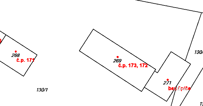 Libuň 172 na parcele st. 269 v KÚ Libuň, Katastrální mapa