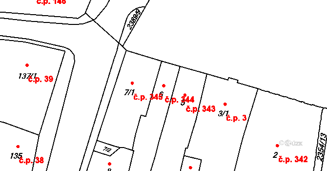 Hořice 344 na parcele st. 6 v KÚ Hořice v Podkrkonoší, Katastrální mapa