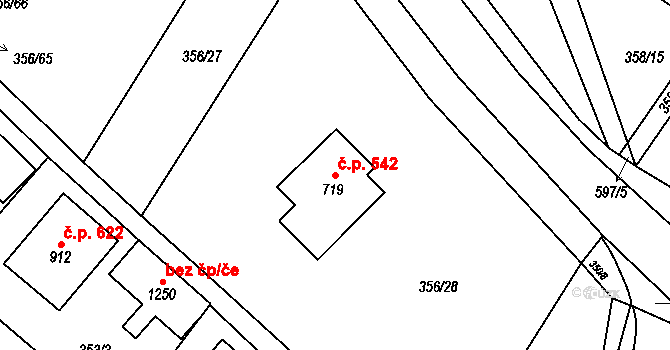 Jablonné nad Orlicí 542 na parcele st. 719 v KÚ Jablonné nad Orlicí, Katastrální mapa