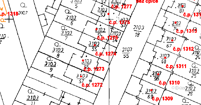 Poděbrady III 1274, Poděbrady na parcele st. 3103/55 v KÚ Poděbrady, Katastrální mapa