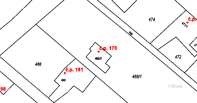 Vrbice 170, Bohumín na parcele st. 468/2 v KÚ Vrbice nad Odrou, Katastrální mapa