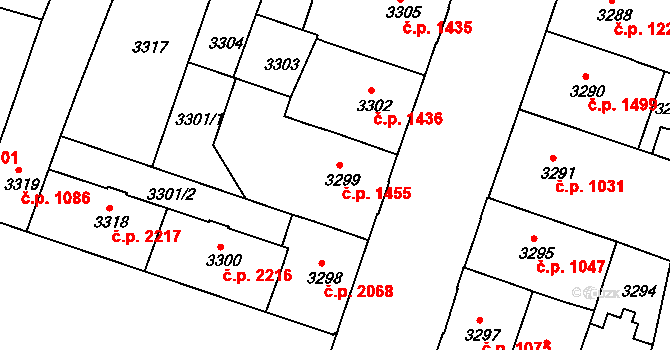 Teplice 1455 na parcele st. 3299 v KÚ Teplice, Katastrální mapa