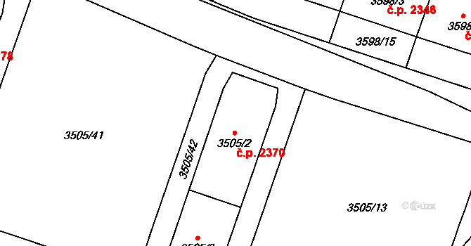 Teplice 2378 na parcele st. 3505/4 v KÚ Teplice, Katastrální mapa