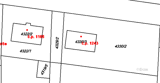 Šenov 1243 na parcele st. 4330/3 v KÚ Šenov u Ostravy, Katastrální mapa