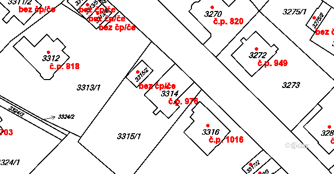 Sokolov 976 na parcele st. 3314 v KÚ Sokolov, Katastrální mapa
