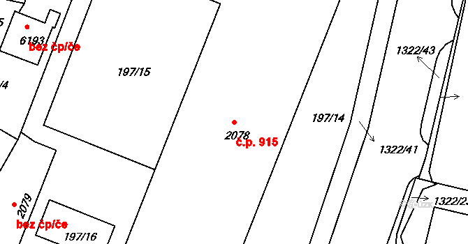 Mladá Boleslav III 915, Mladá Boleslav na parcele st. 2078 v KÚ Mladá Boleslav, Katastrální mapa