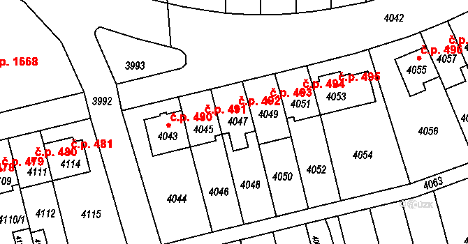 Záběhlice 492, Praha na parcele st. 4047 v KÚ Záběhlice, Katastrální mapa