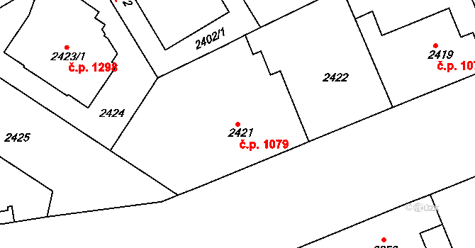 Smíchov 1079, Praha na parcele st. 2421 v KÚ Smíchov, Katastrální mapa