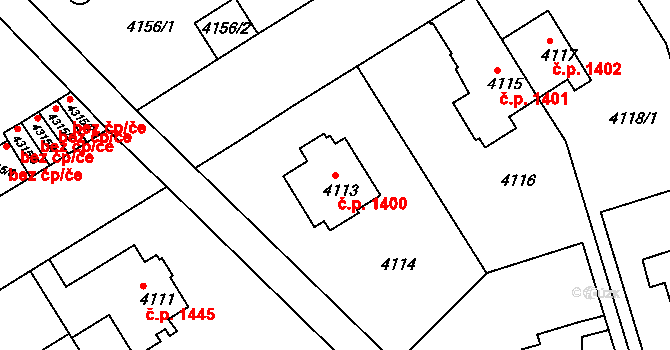 Smíchov 1400, Praha na parcele st. 4113 v KÚ Smíchov, Katastrální mapa