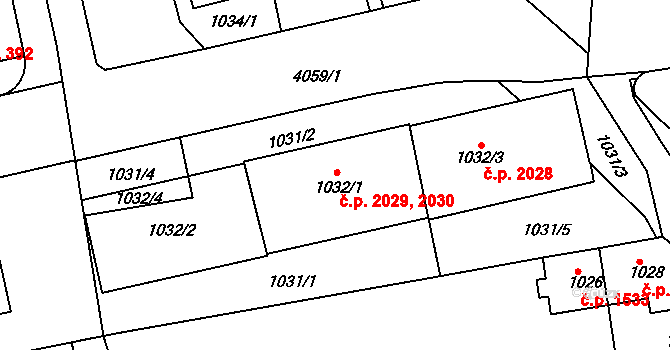 Dejvice 2029, Praha na parcele st. 1032/1 v KÚ Dejvice, Katastrální mapa