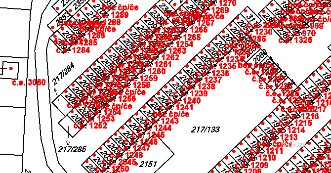Sezimovo Ústí 1240 na parcele st. 2047 v KÚ Sezimovo Ústí, Katastrální mapa