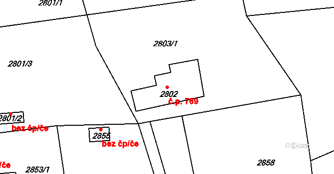 Rumburk 1 769, Rumburk na parcele st. 2802 v KÚ Rumburk, Katastrální mapa